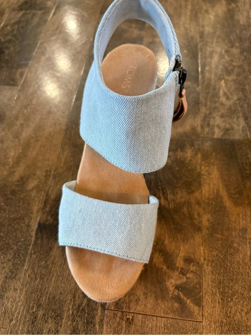 TOMS Majorca Platform Sandals Light Blue Denim Sz 6